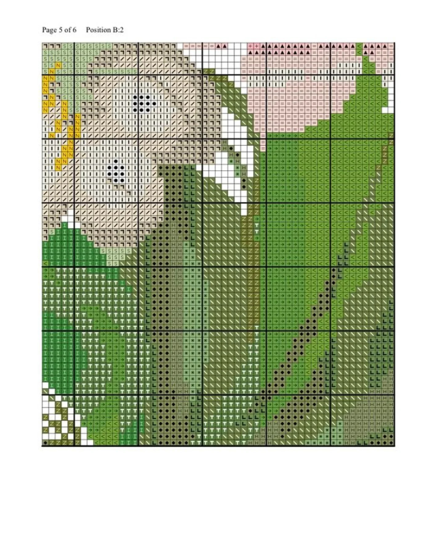 Beautiful Rose and Bird Cross Stitch Pixel Chart Pattern