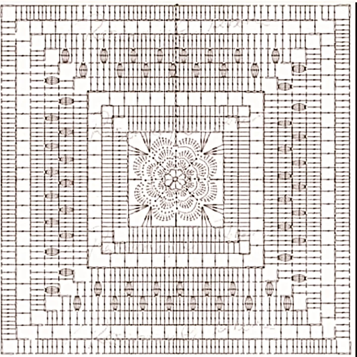 Beautiful White Crochet Bedspread with Floral Pattern and Detailed Chart Diagram