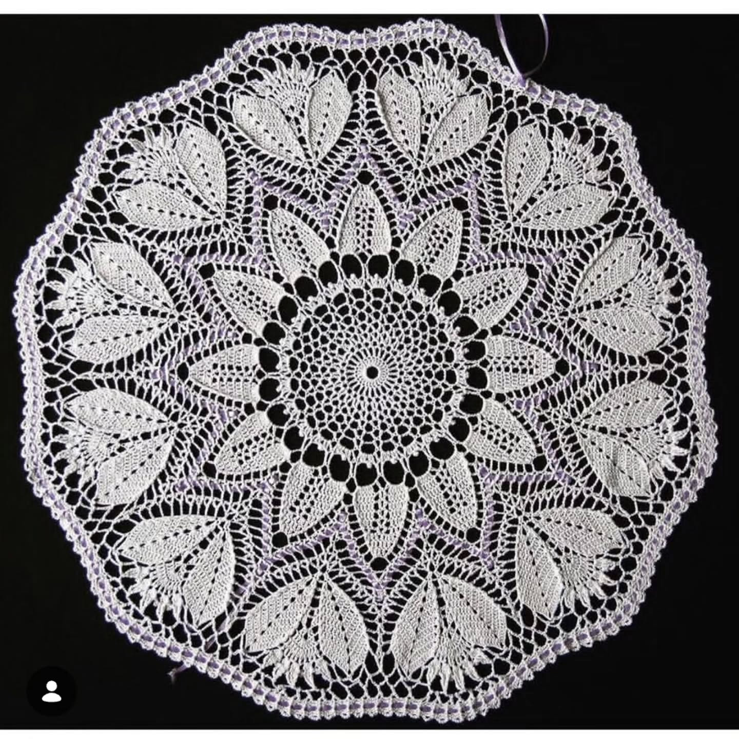 Beautiful White Crochet Lace Doily with Flower Pattern and Chart