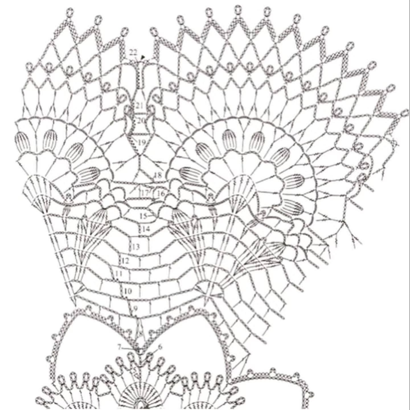 Beautiful White Crochet Lace Doily with Flower Pattern and Chart