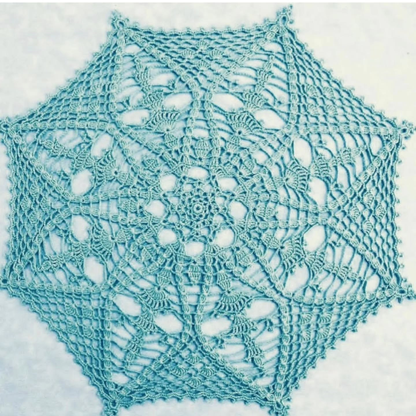 Beautiful White Crochet Lace Doily with Flower Pattern and Chart
