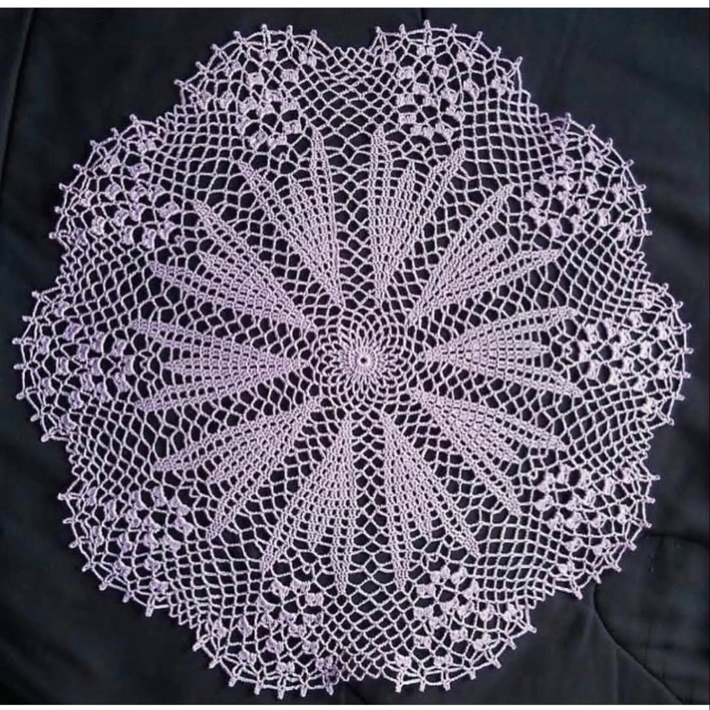 Beautiful White Crochet Lace Doily with Flower Pattern and Chart