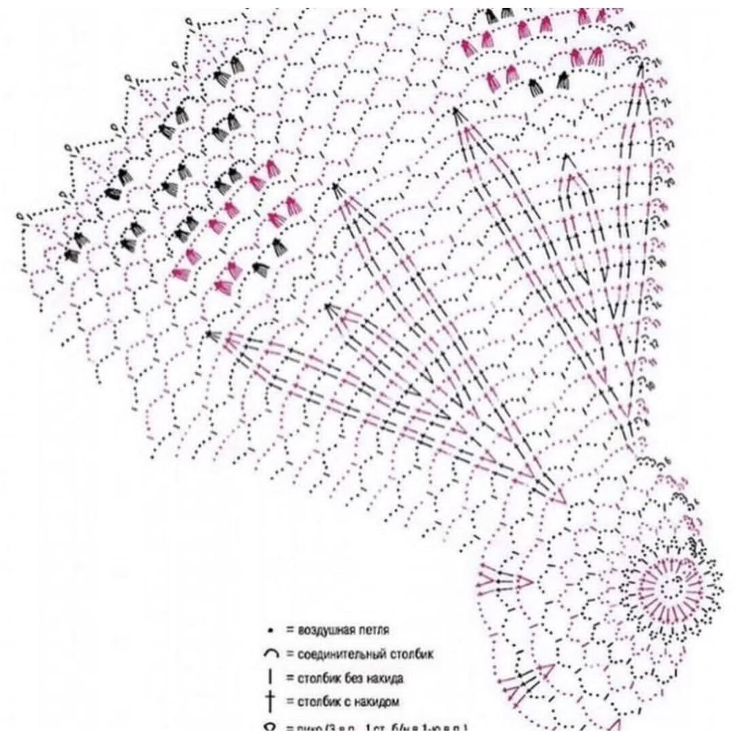 Beautiful White Crochet Lace Doily with Flower Pattern and Chart