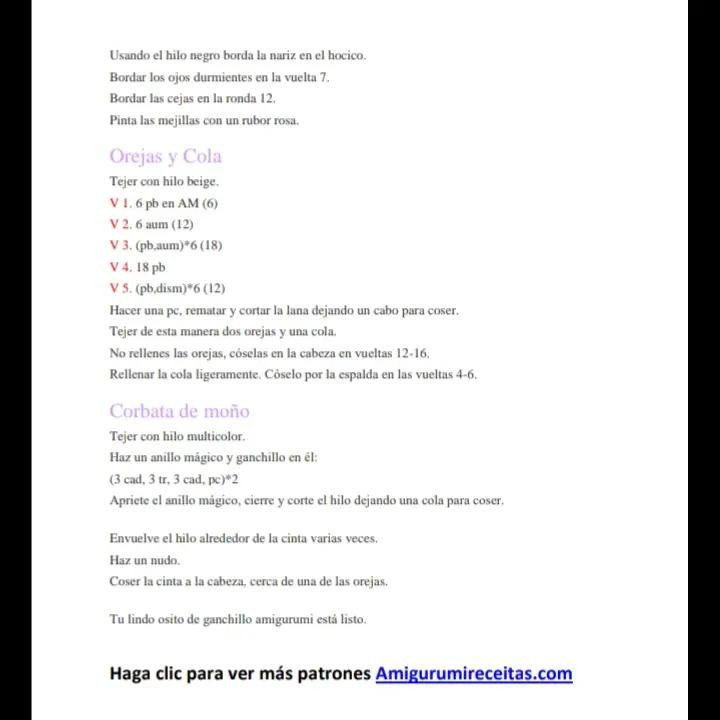 Bebé Oso Somnoliento Amigurumi PDF Patrón Gratis