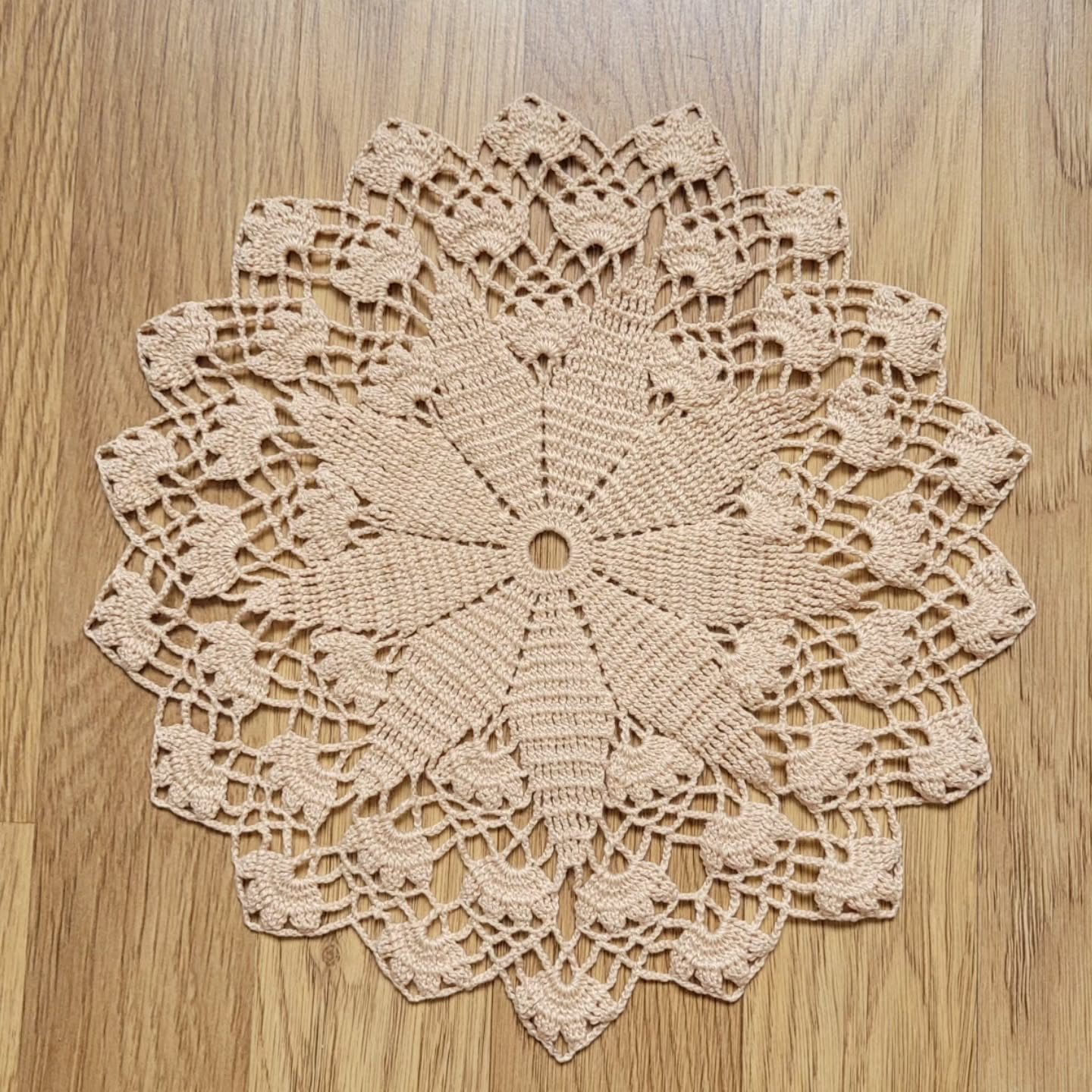 Beige Crochet Doily Pattern Chart: Intricate Lace Design with Step-by-Step Instructions