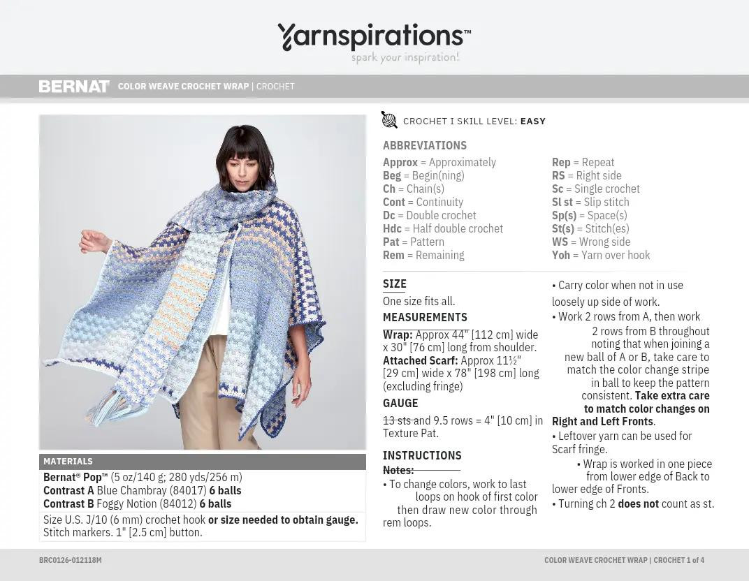 Bernat Color Weave Crochet Wrap Pattern