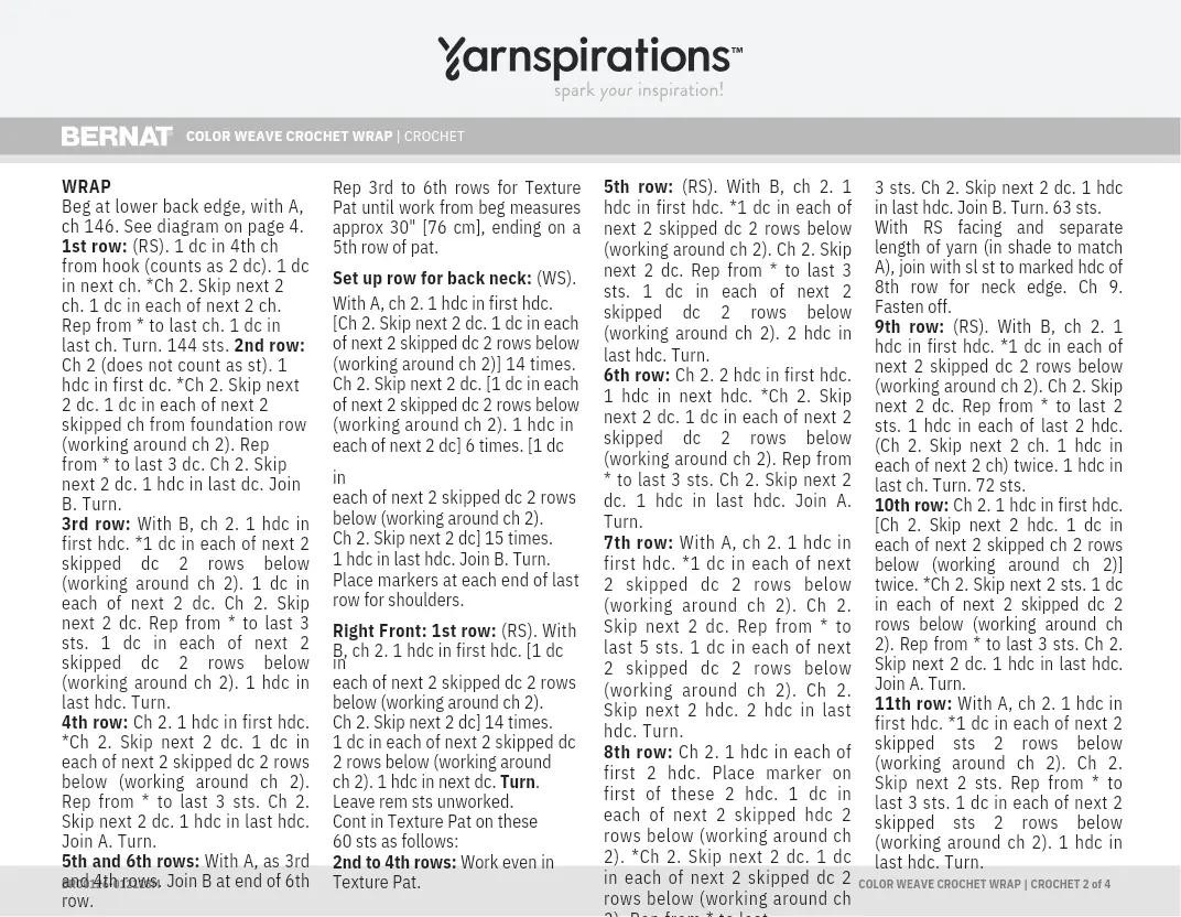 Bernat Color Weave Crochet Wrap Pattern