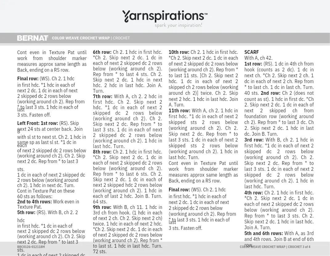 Bernat Color Weave Crochet Wrap Pattern