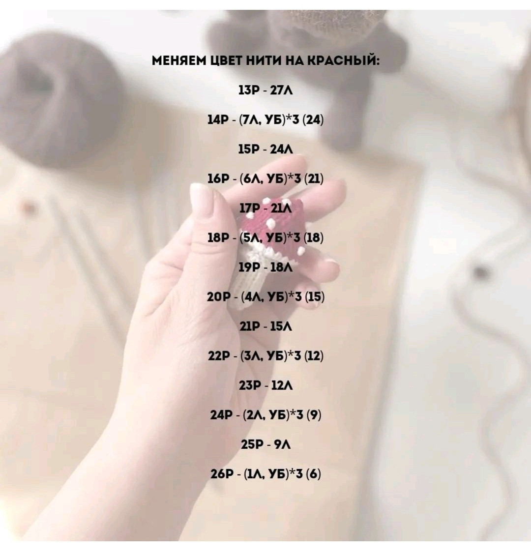 Бесплатная схема вязания мухомора на спицах: пошаговый МК