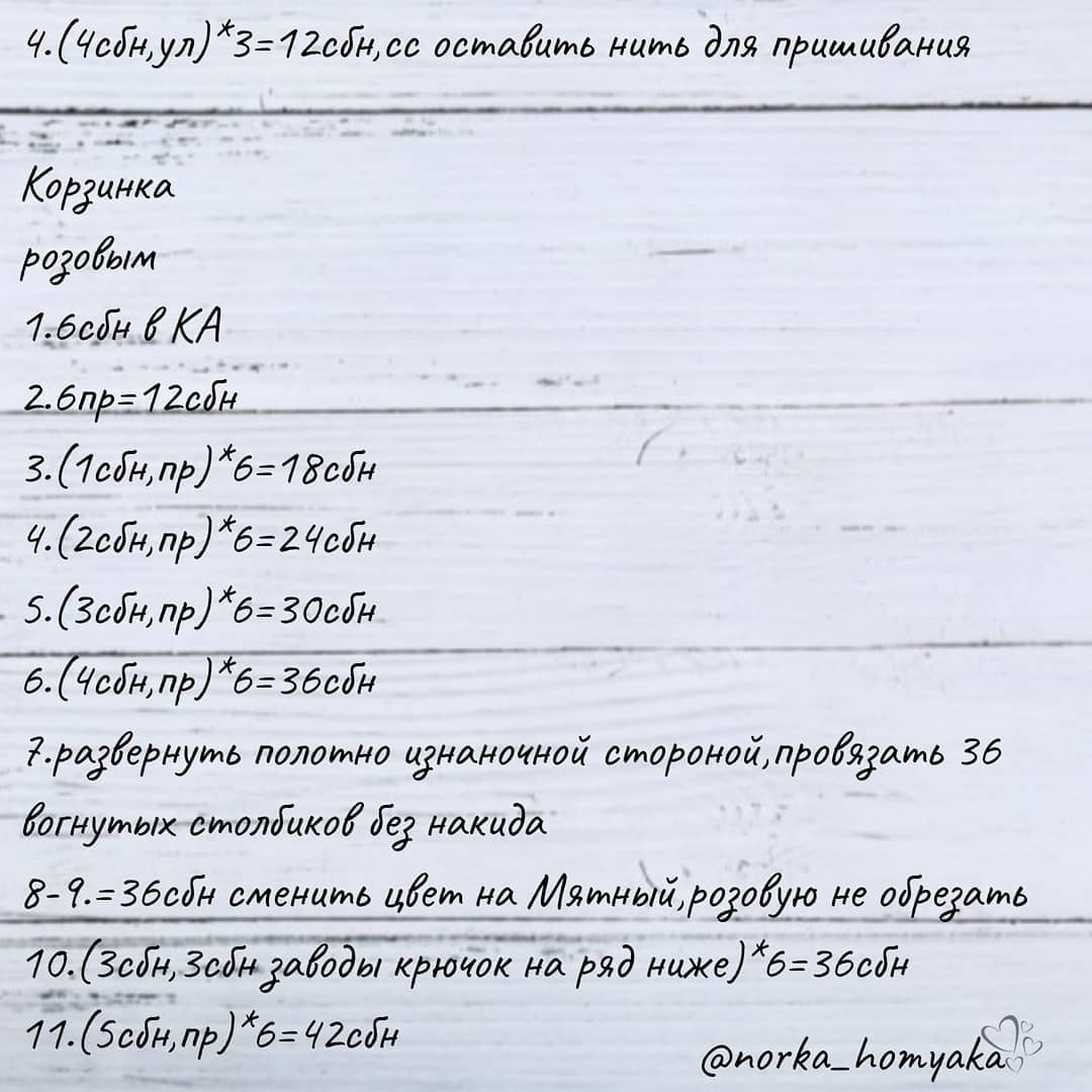 Бесплатное описание амигуруми кролик в корзинке с цветами