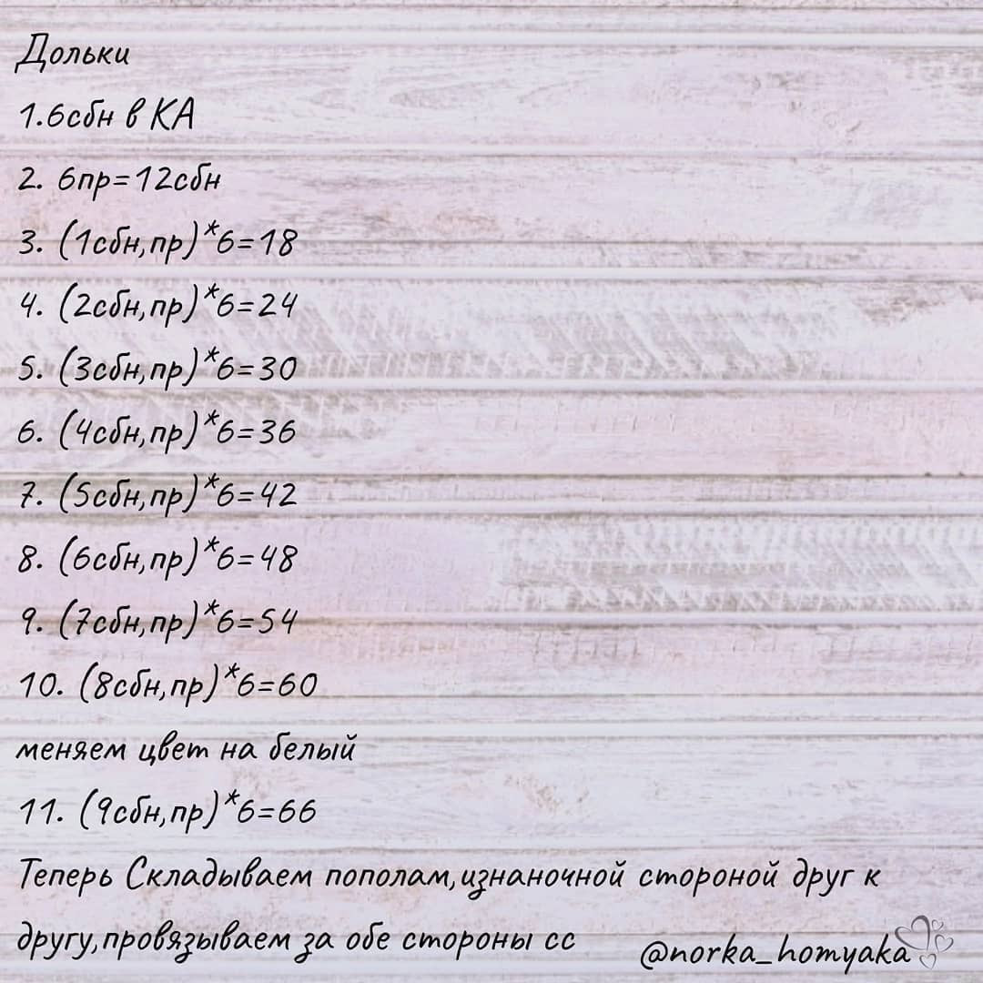 Бесплатное описание вязания крючком долек фруктов: арбуз, лимон, лайм