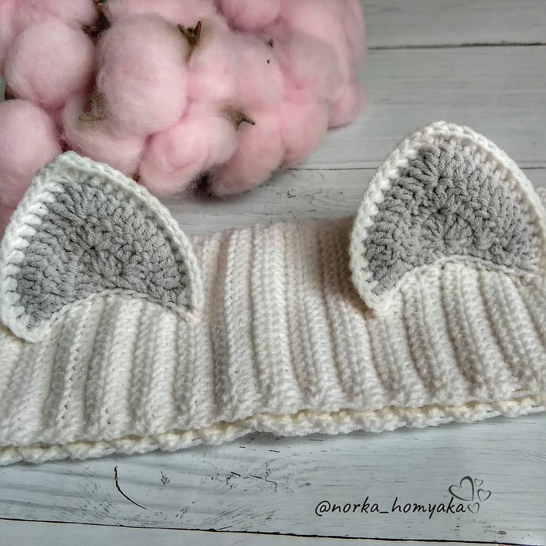 Бесплатное описание вязания повязки Киска с ушками: мастер-класс и схема