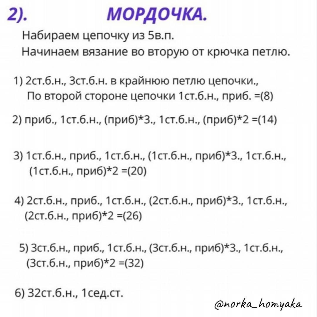 Бесплатный мастер-класс по вязанию брелка «Быня» крючком: схема головы, мордочки, рожков и ушек