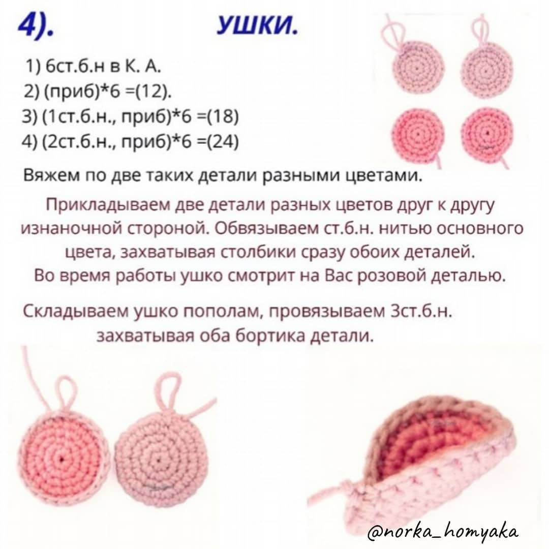 Бесплатный мастер-класс по вязанию брелка «Быня» крючком: схема головы, мордочки, рожков и ушек