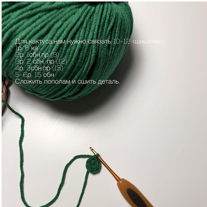 Бесплатный мастер-класс по вязанию крючком кактуса с пошаговыми схемами и описанием на русском языке