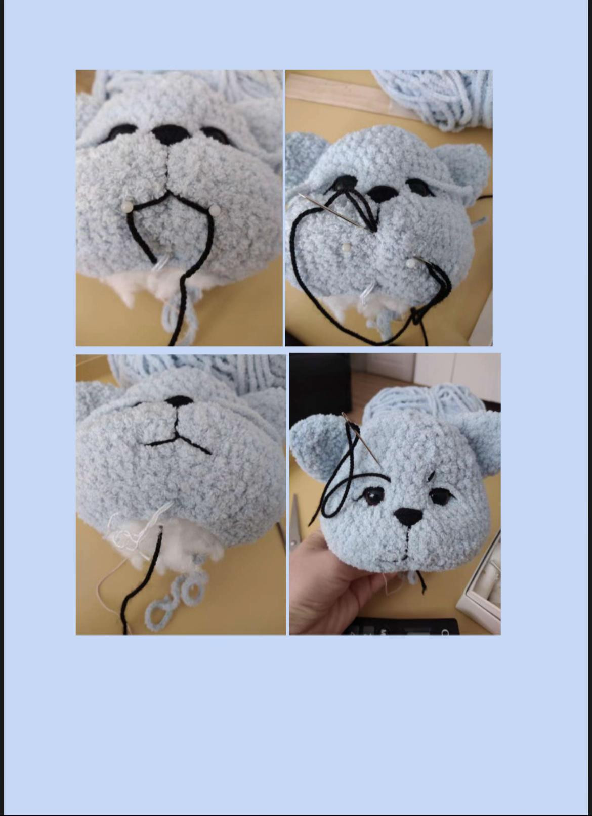 Бесплатный МК: Голубой мишка амигуруми с желтым жуком