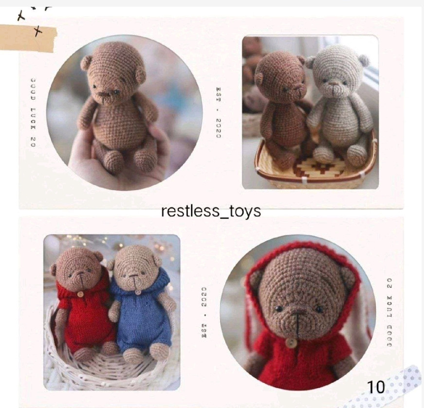 Бесплатный МК Мишка в пижаме от Натальи Крайчинской