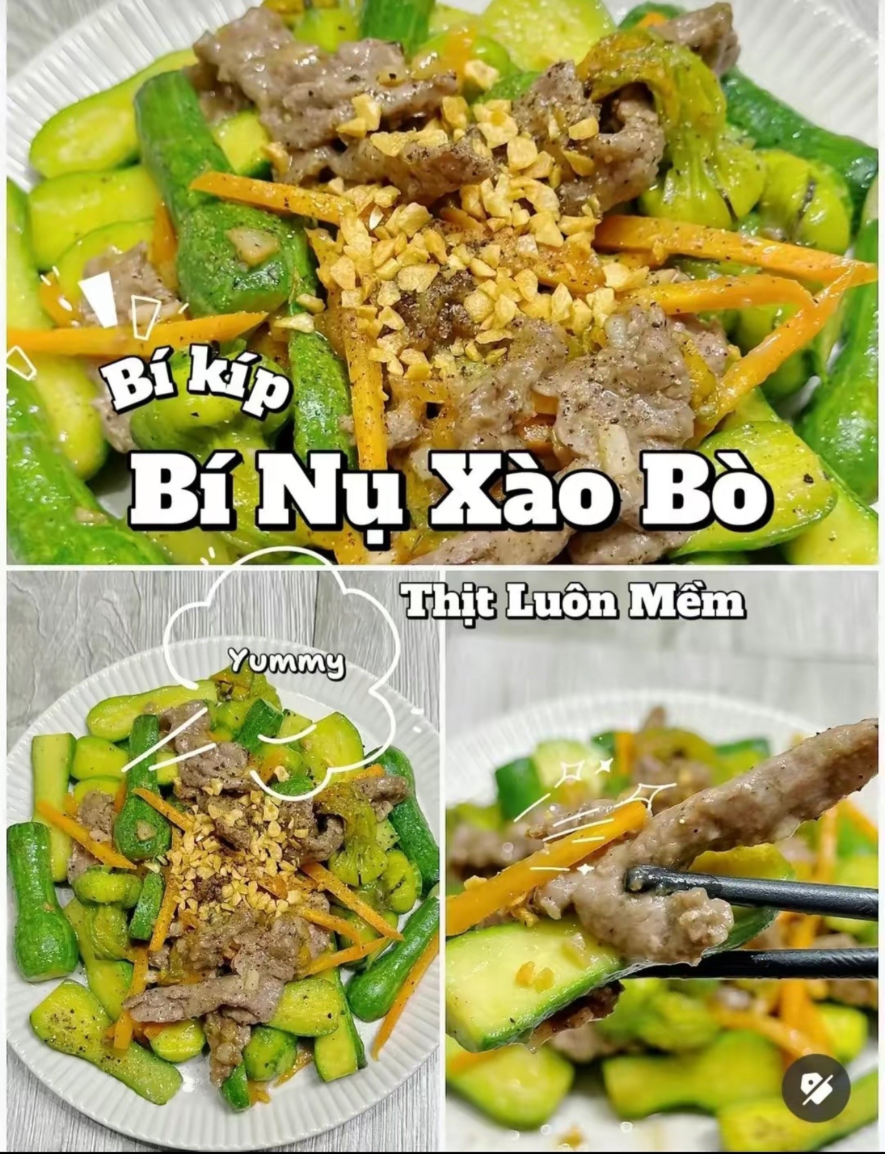 Bí Nụ Xào Bò: Món ăn ngon với thịt bò ướp mềm, bí kíp và cà rốt giòn ngọt