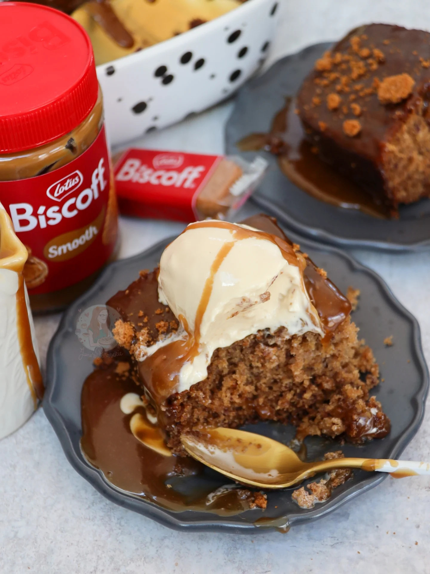 Biscoff Sticky Toffee Pudding with Biscoff Sauce and Ice Cream