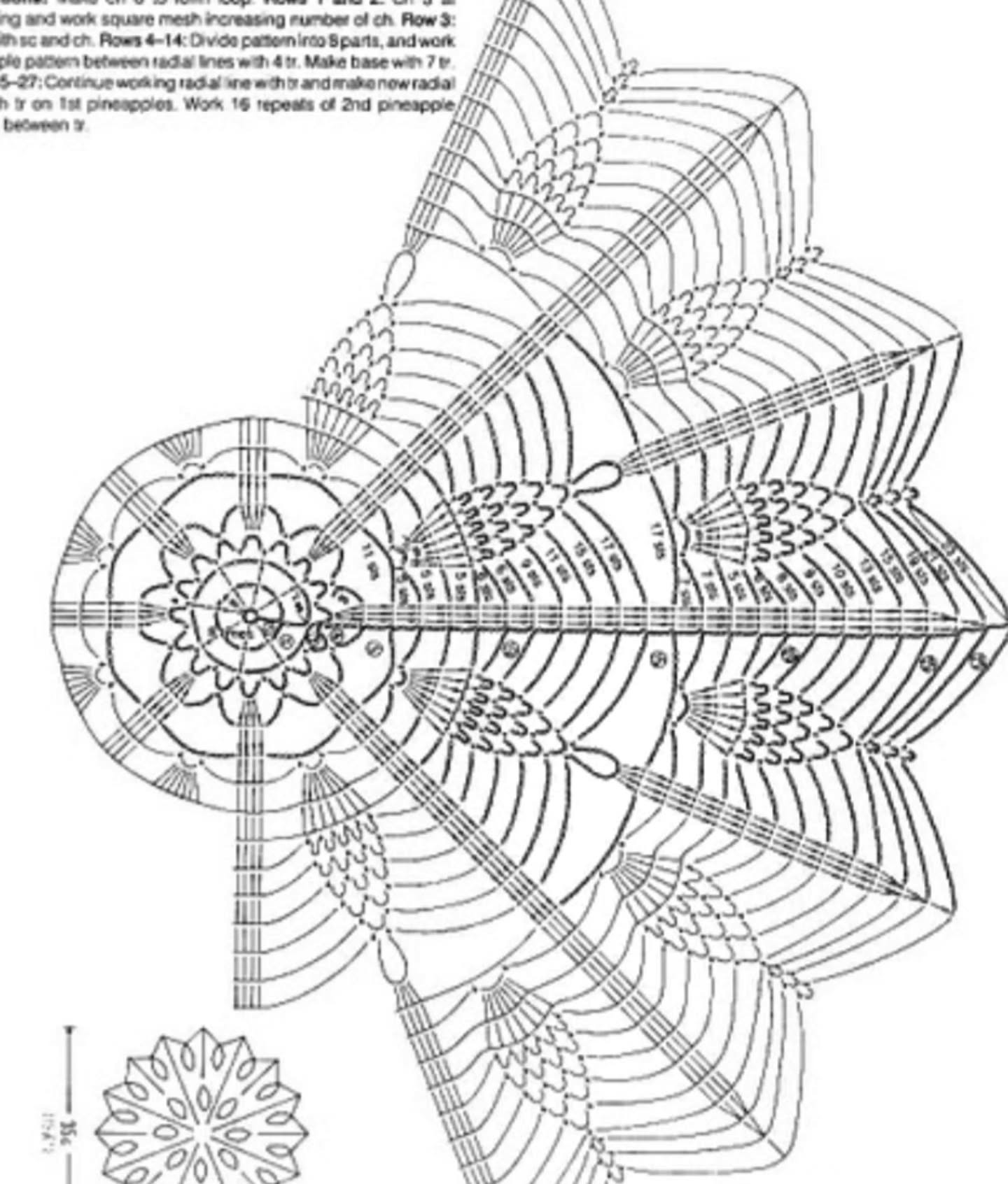 Blue Crochet Table Runner Pattern with Spiral Mandala and Flower Motifs