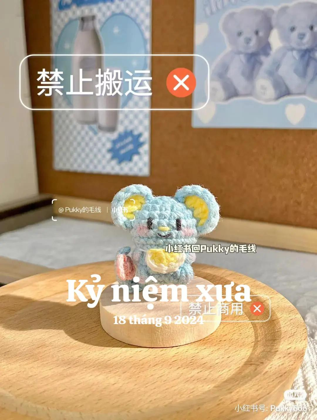 Blue Mouse Amigurumi Crochet Pattern Chart and Keychain Tutorial