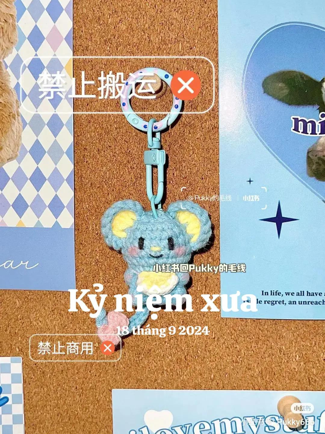 Blue Mouse Amigurumi Crochet Pattern Chart and Keychain Tutorial