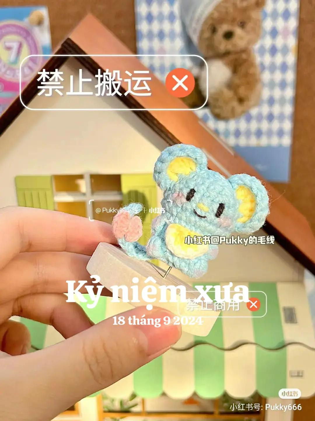 Blue Mouse Amigurumi Crochet Pattern Chart and Keychain Tutorial