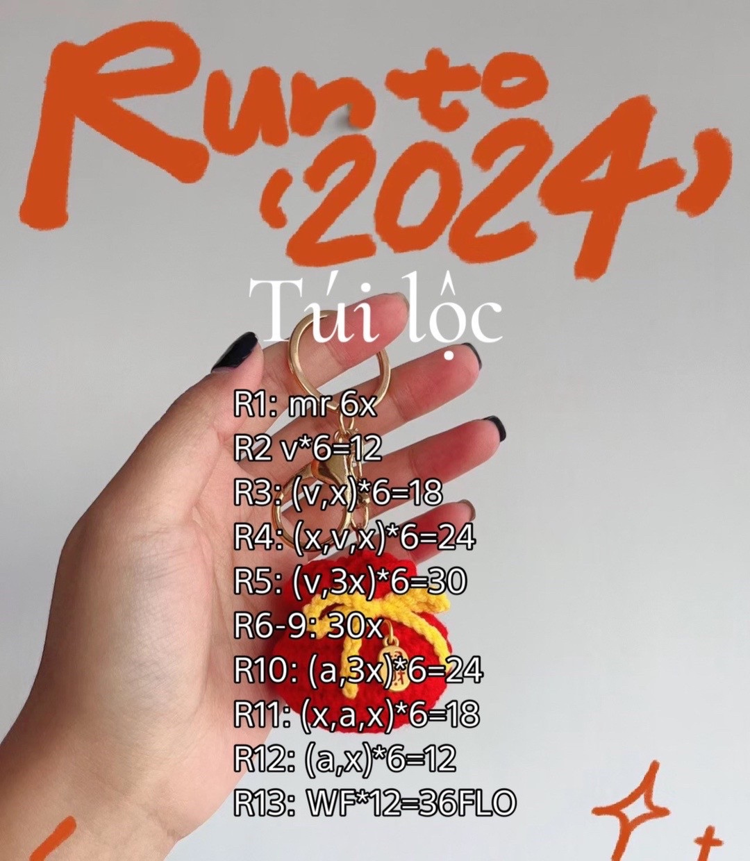 Bộ chart móc len đồ trang trí Tết Việt Nam: đèn lồng, bánh chưng, bánh tét