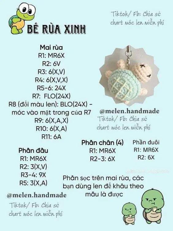 Bộ Chart Móc Len: Gấu Macaron Sanrio (Cinnamoroll, Pochacco, My Melody) và Ếch Bơi Cưng Đáng Yêu