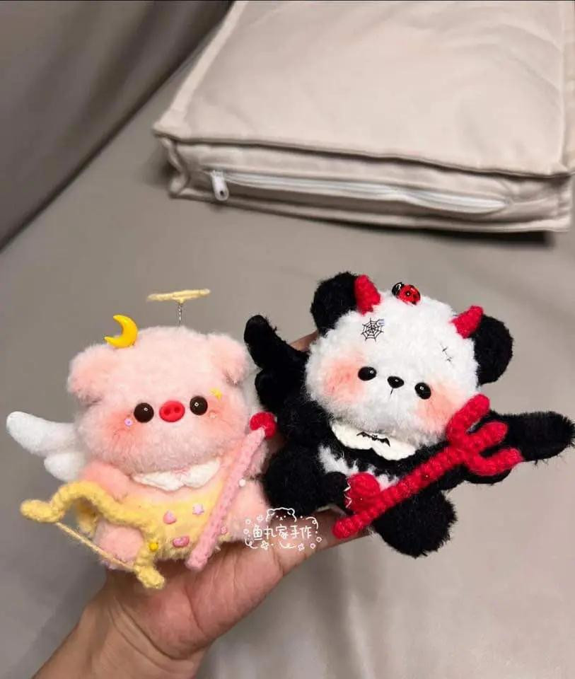 Bộ Chart Móc Len Hình Gấu Sư Tử Tím và Búp bê Kirby