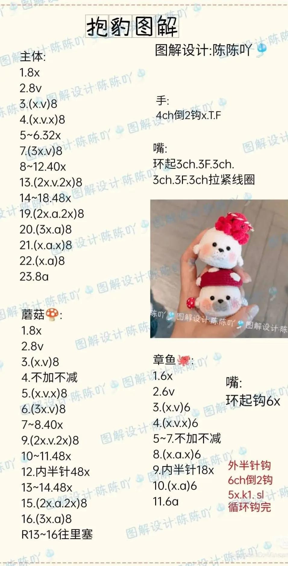 Bộ Chart Móc Len Nhím Ôm Dâu, Báo Và Chim cánh cụt Dễ Thương