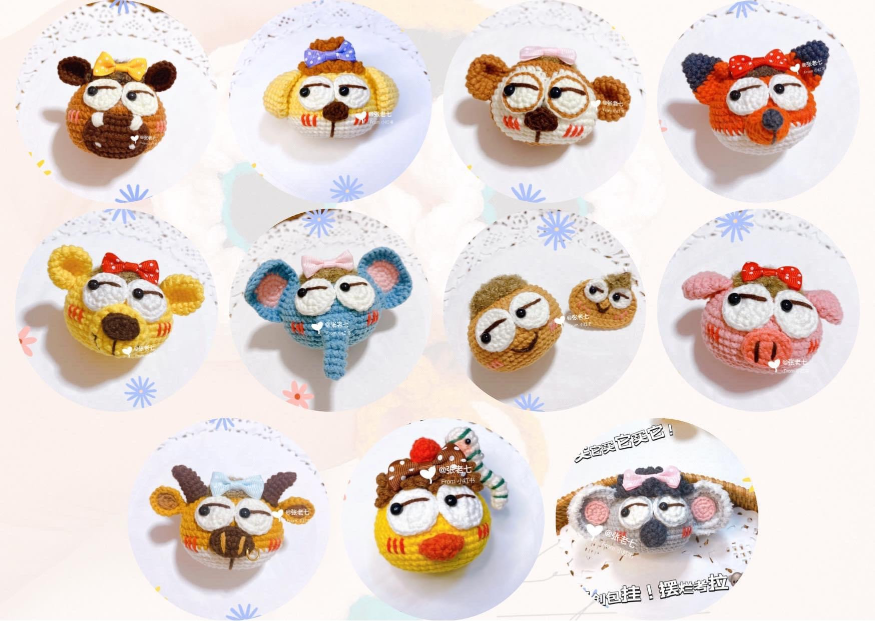 Bộ Chart Móc Len Thú Nhồi Bông Phán Xét Dễ Thương