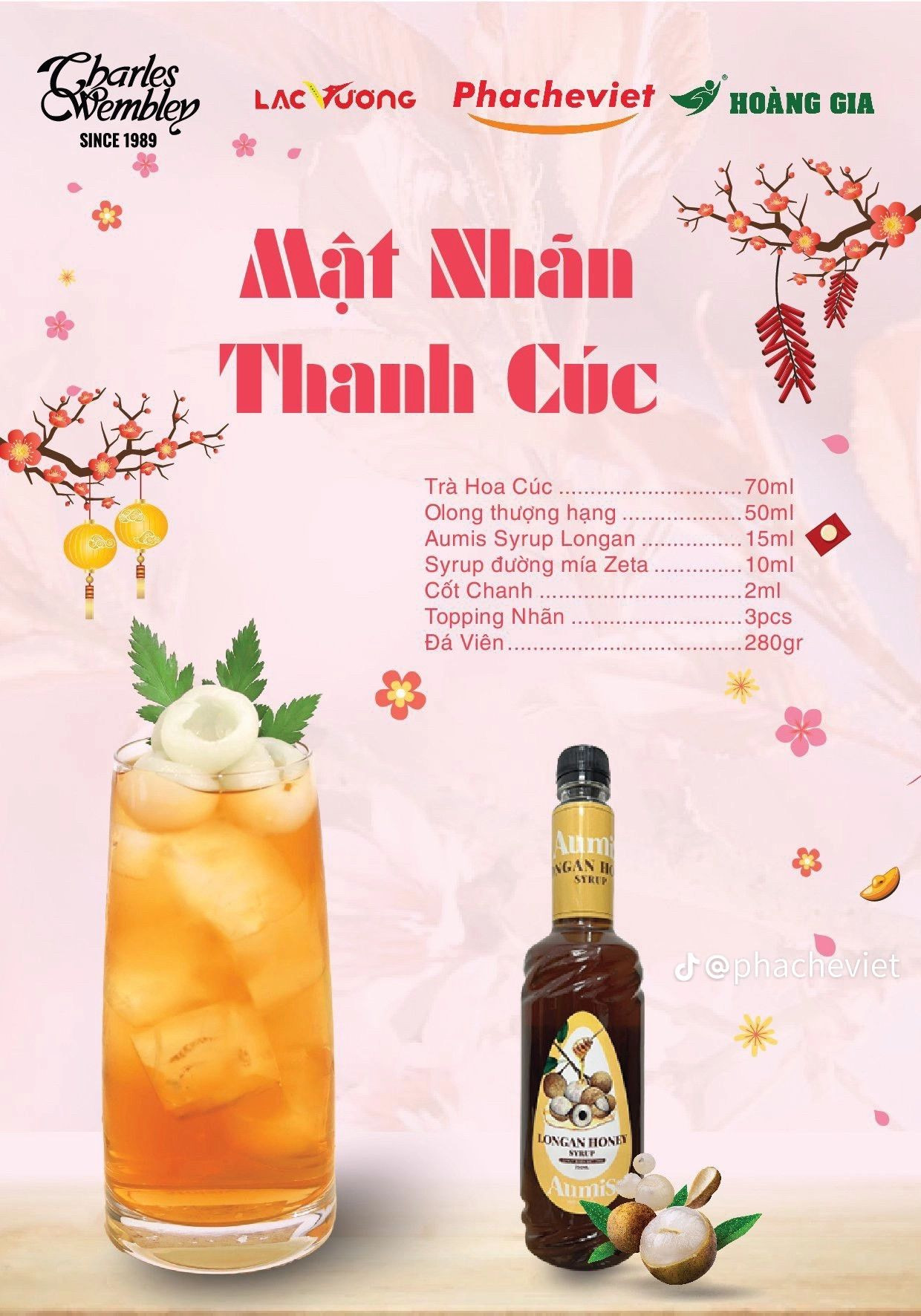 Bộ công thức pha chế đồ uống Tết độc đáo: Sữa Mè Phê, Choco Muối Hồng, Thanh Liên Tử và Vị Giao Mùa