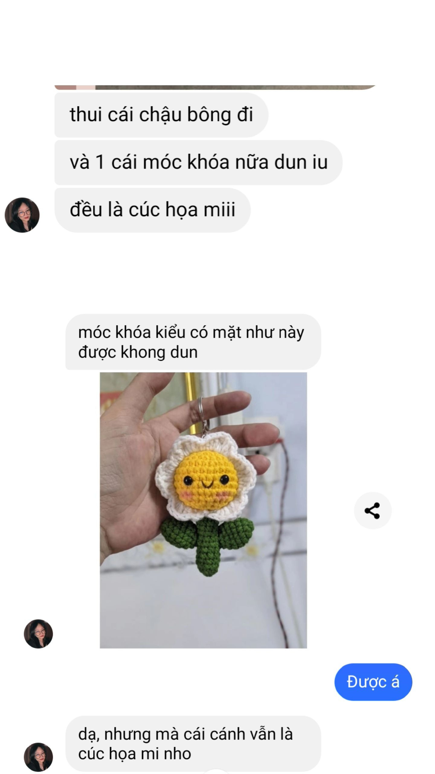 Bộ móc len cúc họa mi: chậu bông và móc khóa mặt dễ thương