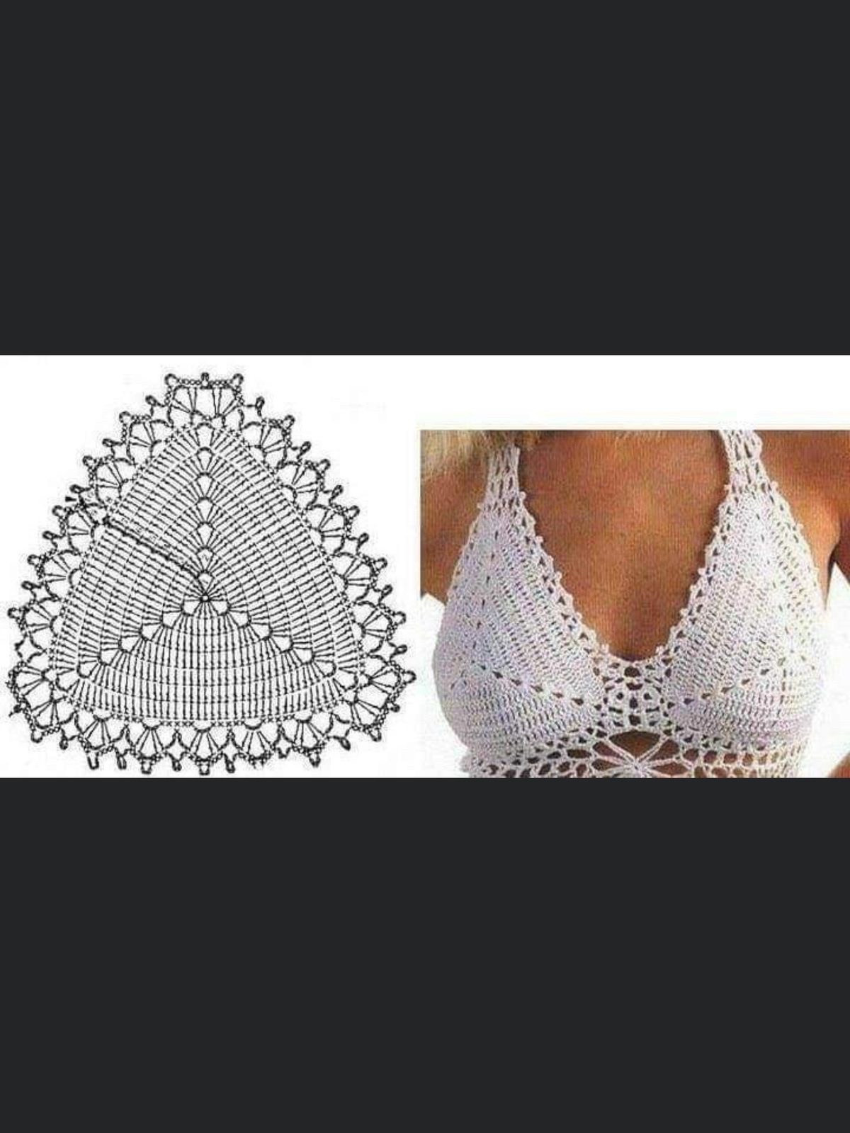 Bộ sưu tập các mẫu chart móc len áo bikini, bralette và áo hai dây cho mùa hè với nhiều kiểu dáng và màu sắc khác nhau