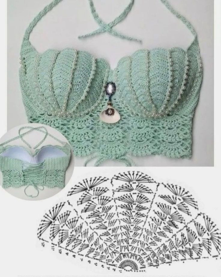 Bộ sưu tập các mẫu chart móc len áo bikini, bralette và áo hai dây cho mùa hè với nhiều kiểu dáng và màu sắc khác nhau