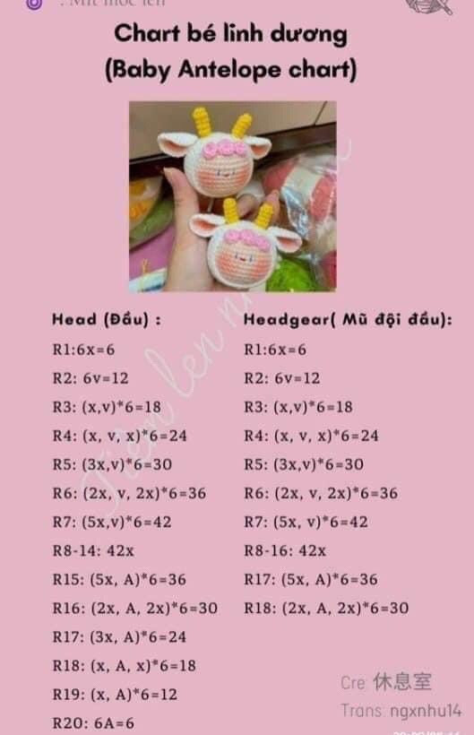 Bộ sưu tập chart móc len búp bê hoa hướng dương, cà rốt và cừu