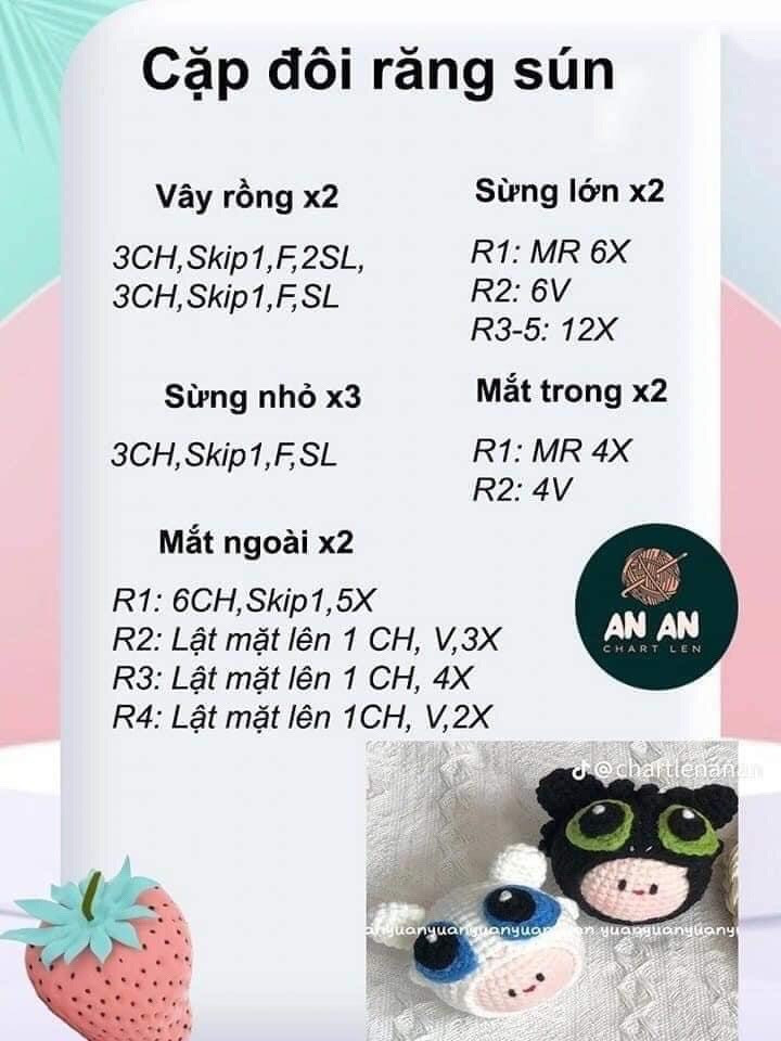 Bộ sưu tập chart móc len búp bê hoa hướng dương, cà rốt và cừu