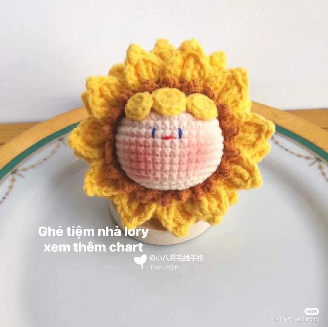 Bộ sưu tập chart móc len búp bê hoa hướng dương, cà rốt và cừu