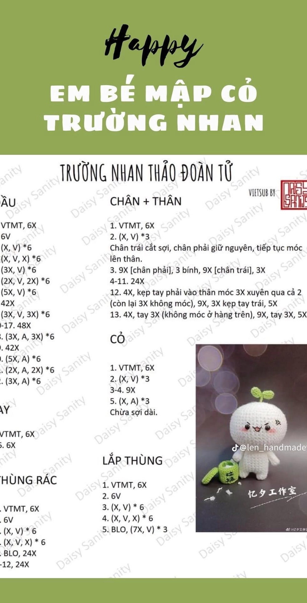 Bộ sưu tập chart móc len búp bê nhân vật dễ thương