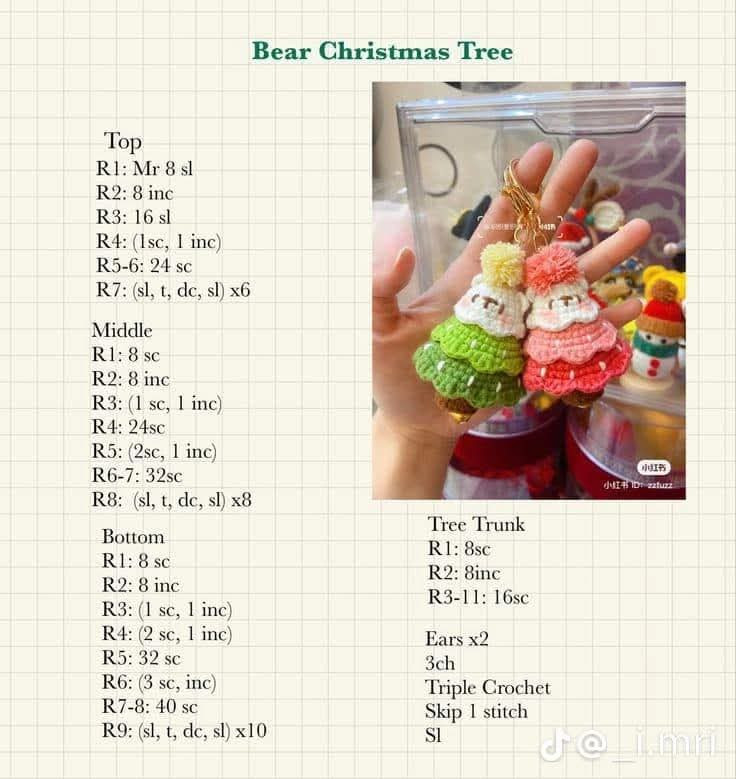 Bộ sưu tập chart móc len nhân vật dễ thương: Con gì không biết, Người tuyết và Gấu cây thông