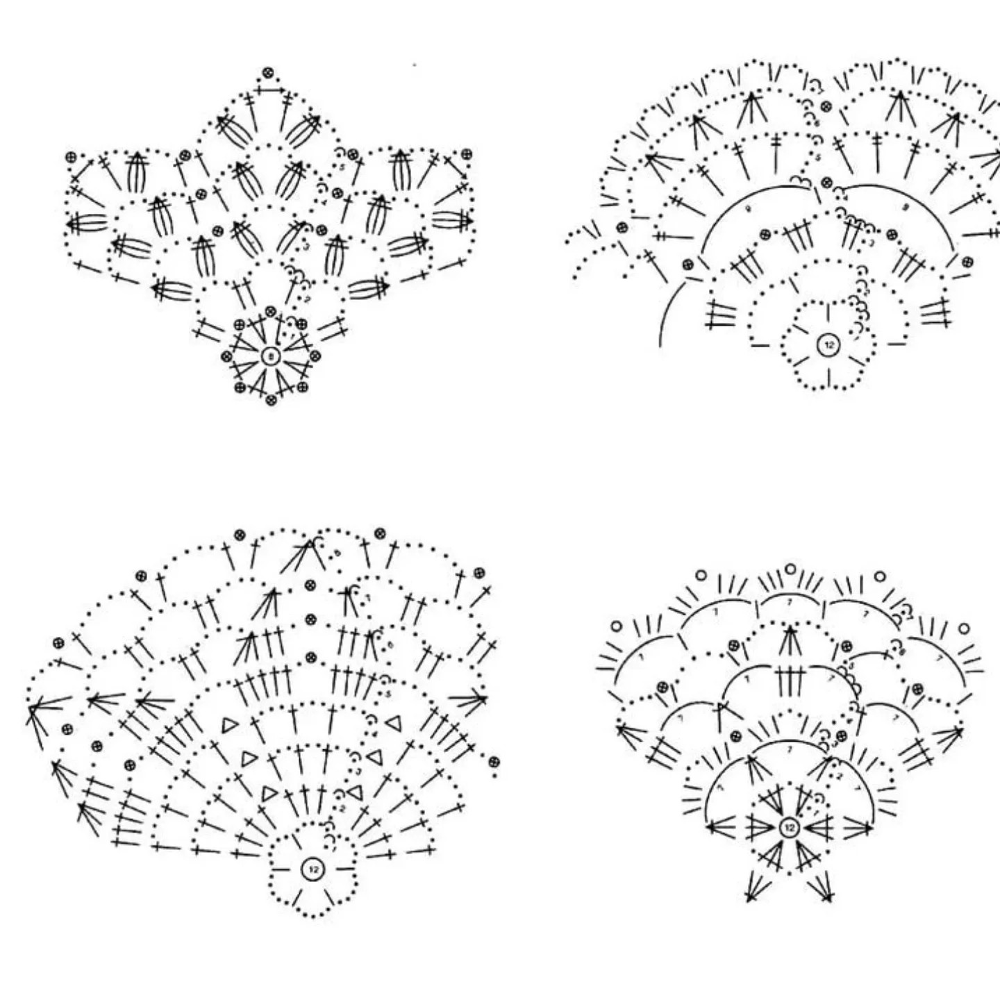Bộ sưu tập mẫu móc len hoa văn tinh xảo và cây thông Noel đa dạng màu sắc
