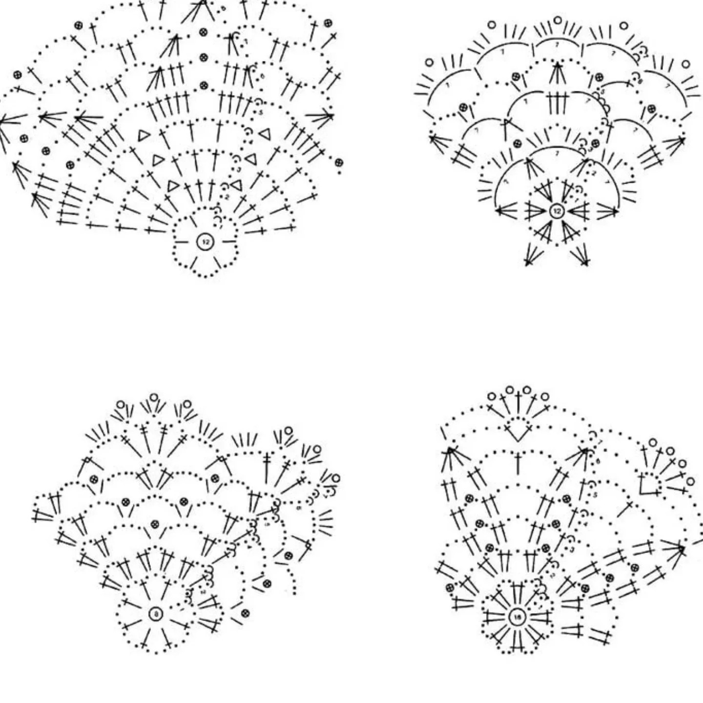 Bộ sưu tập mẫu móc len hoa văn tinh xảo và cây thông Noel đa dạng màu sắc