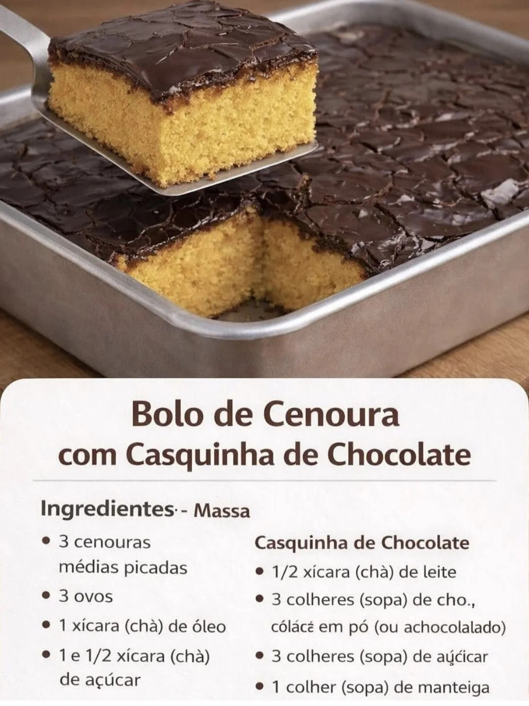Bolo de Cenoura com Casquinha de Chocolate