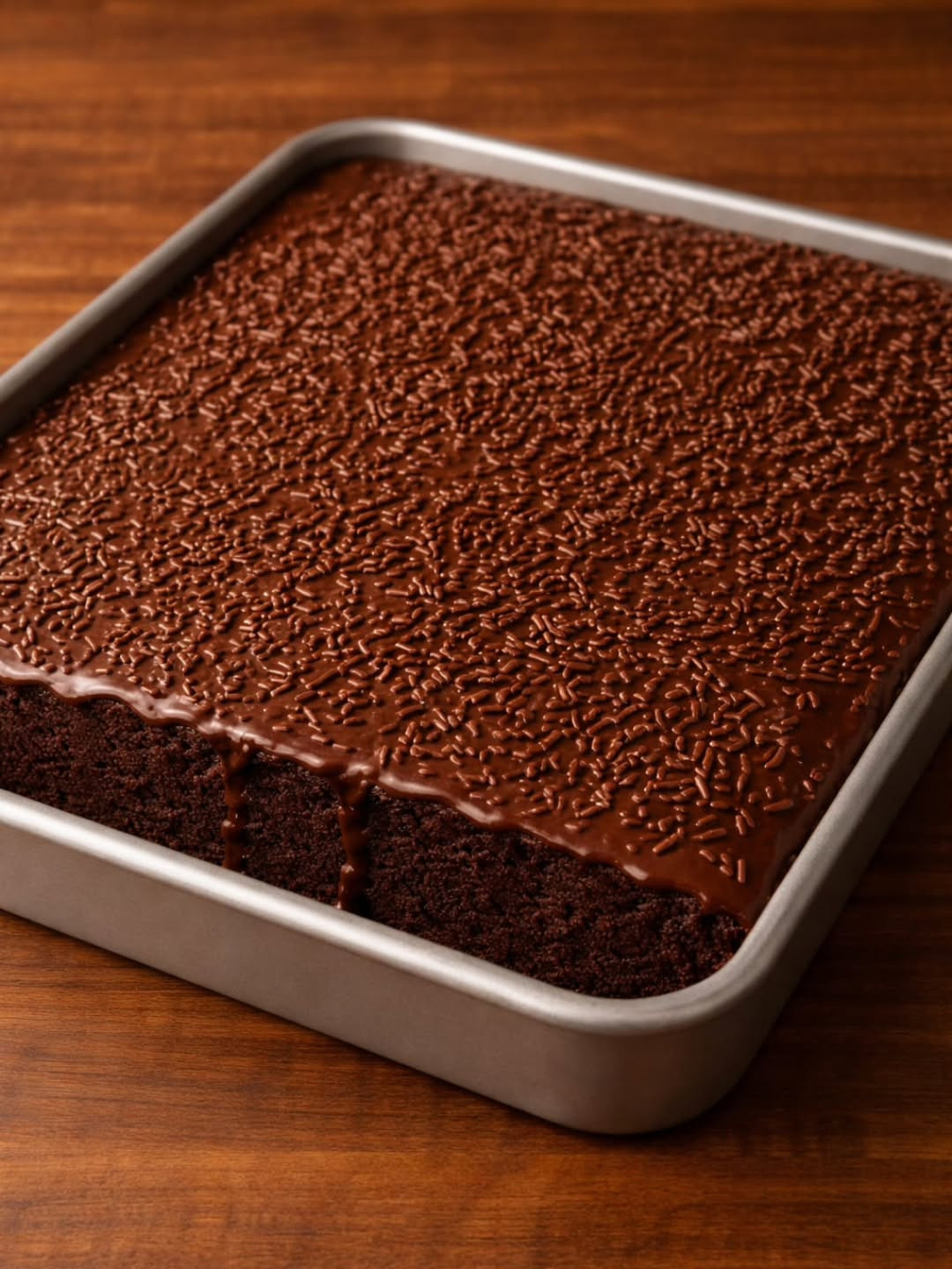 Bolo Gelado de Chocolate com Cobertura Cremosa e Granulado