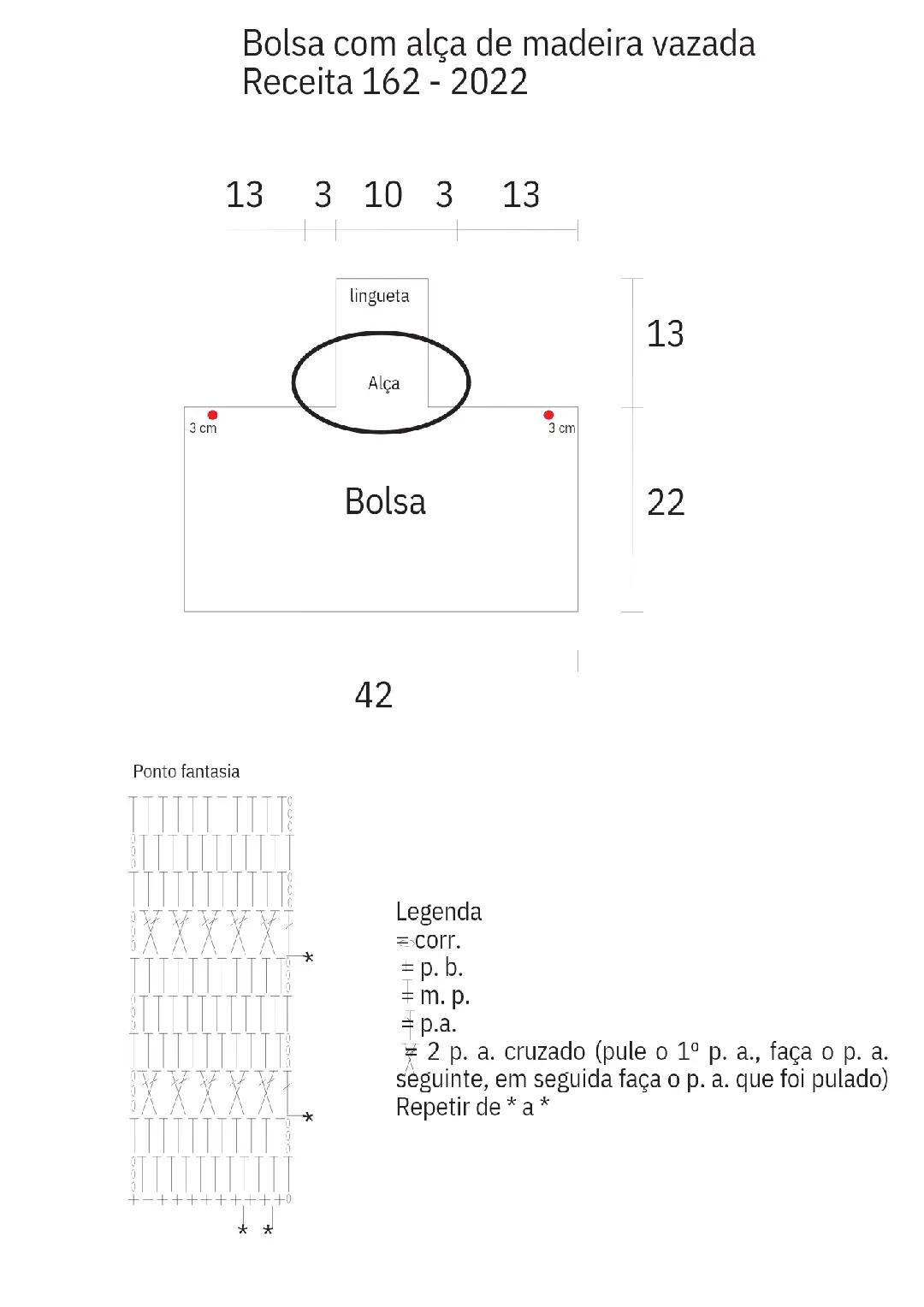 Bolsa com alça de madeira vazada Receita 162 - 2022