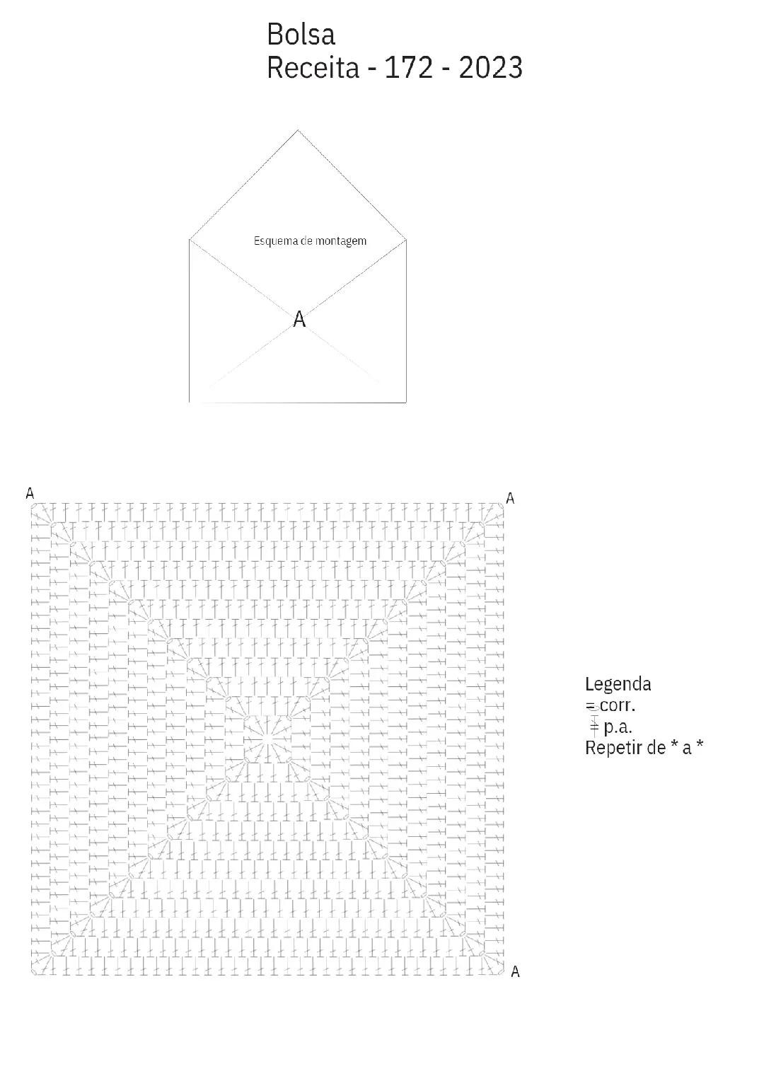 Bolsa Crochê Envelope com Fio Fosco e Botão Metálico