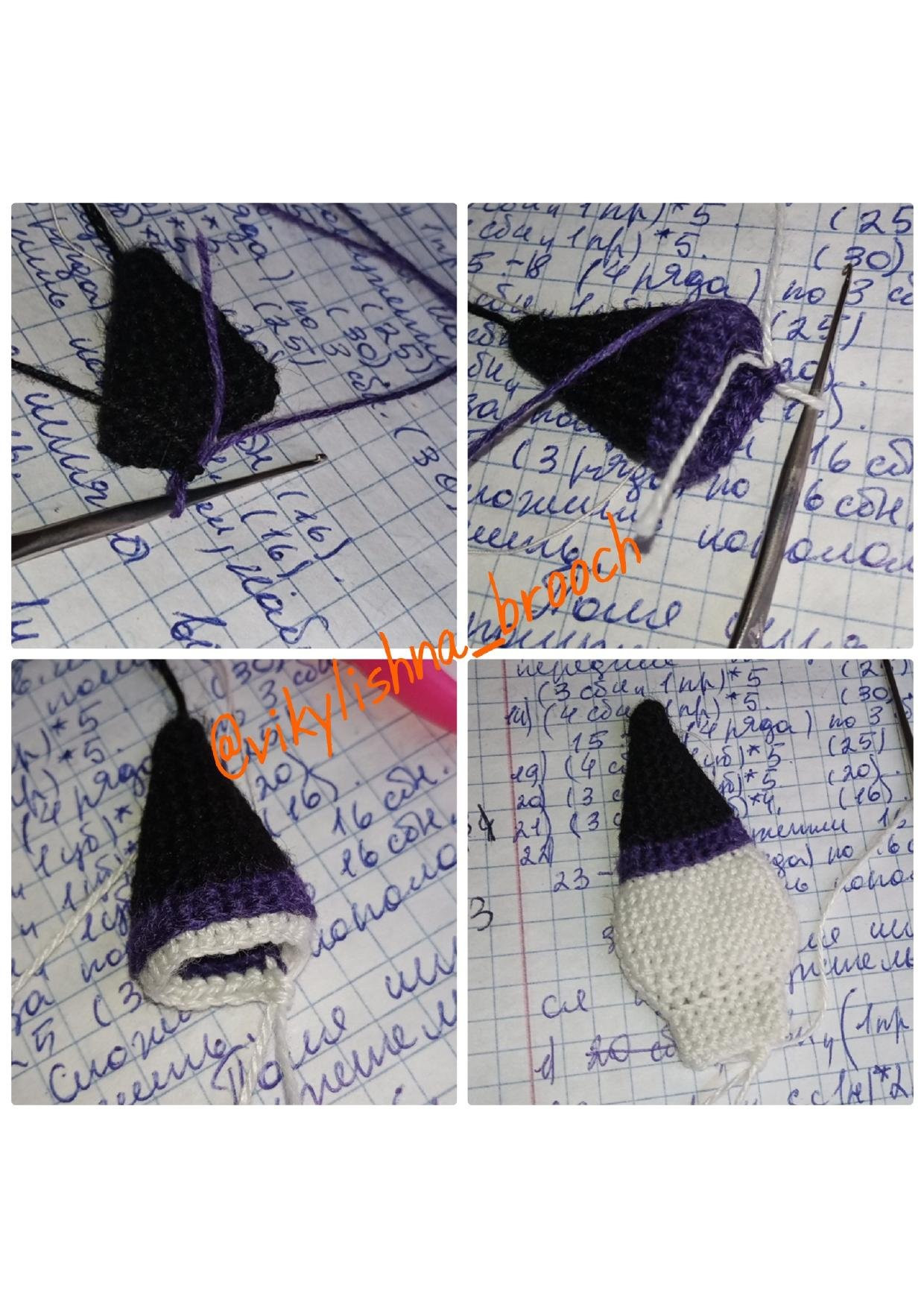 Брошь "Череп в шляпе": перевод описания и схема вязания крючком