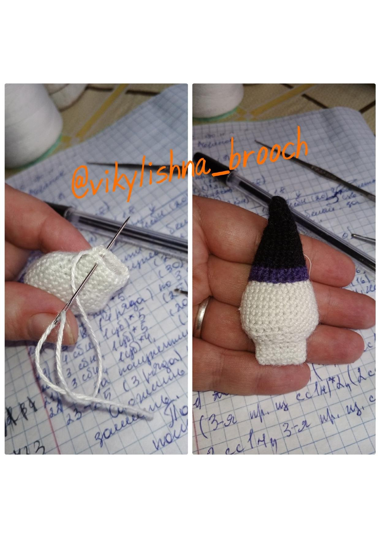 Брошь "Череп в шляпе": перевод описания и схема вязания крючком