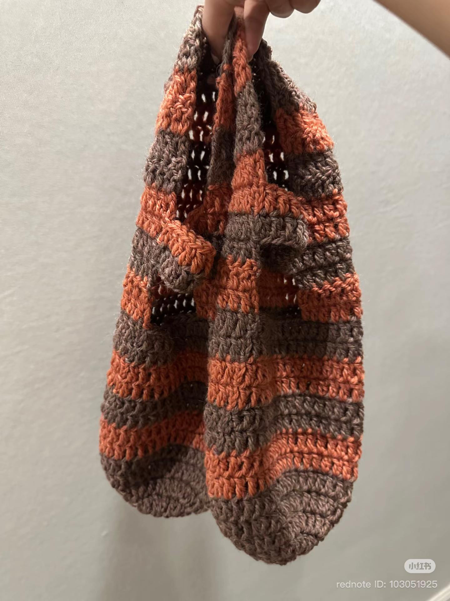 Brown and Orange Striped Crochet Slippers Pattern with Washing Instructions